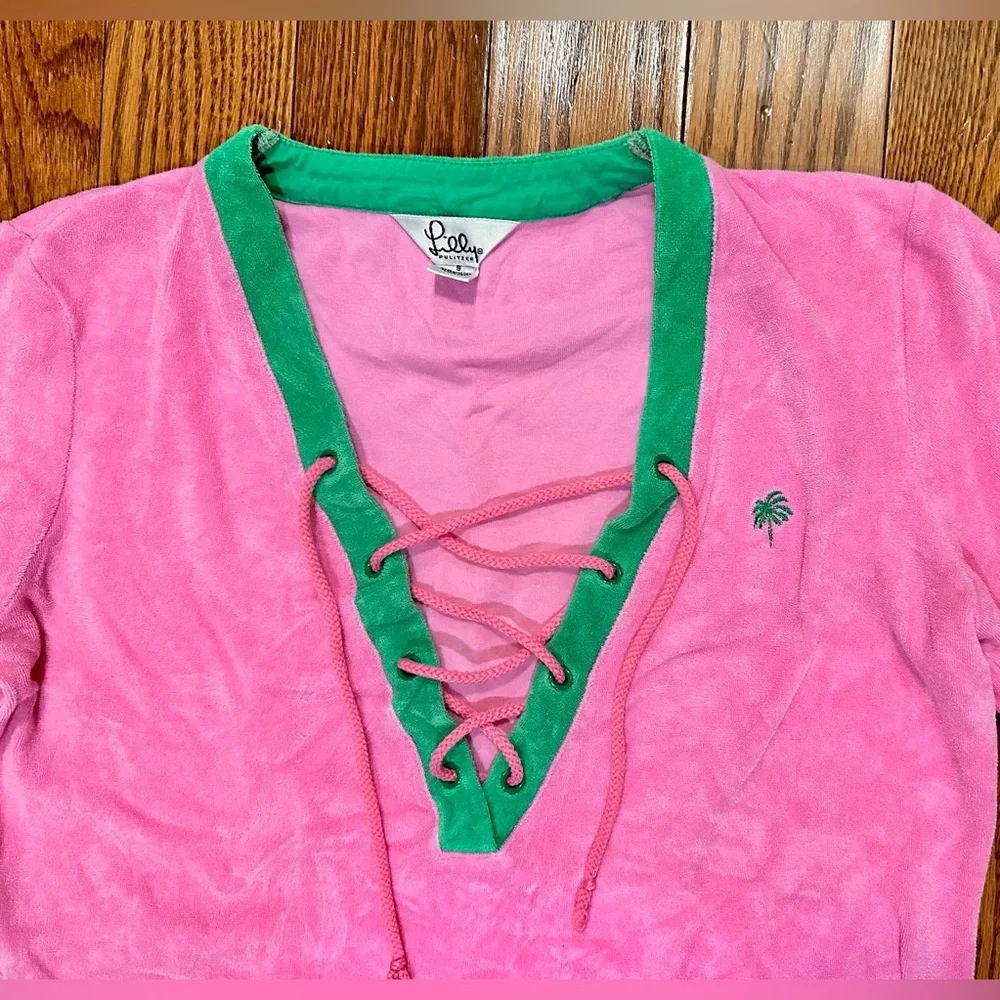 Lilly Pulitzer Pink Coverup Dress with Green Trim - Picture 5 of 5